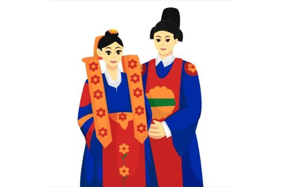 Celebrate Tradition with Modern Korean Wedding Character Illustration