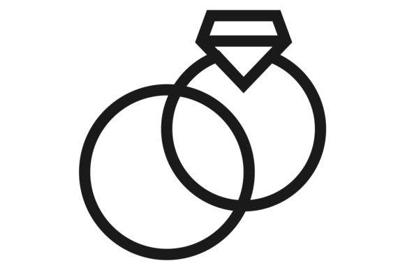 Crossed Wedding Rings Icon: Diamond Love for Modern Design