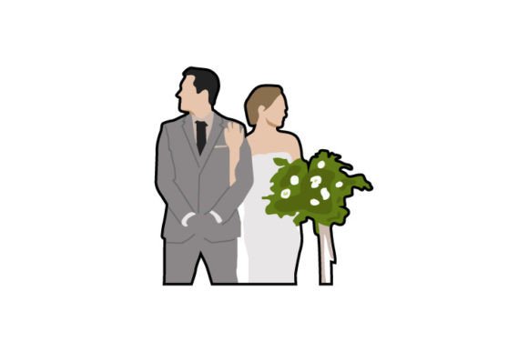Designing Joy: The Happy Couple Wedding Bride Cartoon Clipart