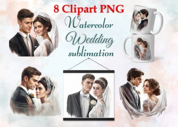 Elegant Watercolor Wedding Graphics for Modern Creations