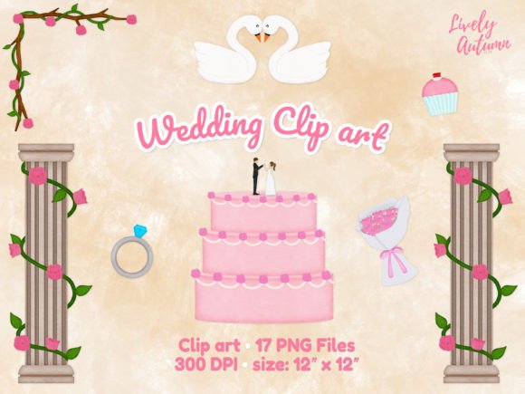 Elegant Wedding Clip Art Set for Creative Projects