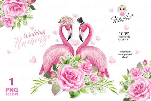Enchanting Watercolor Pink Flamingo Wedding Couple Designs