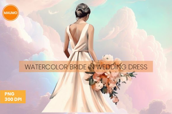 Watercolor Bride in a Wedding Dress: A Delicate Design Asset