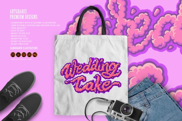 Wedding Cake Word Lettering with Smoke: A Design Asset for Every Creator