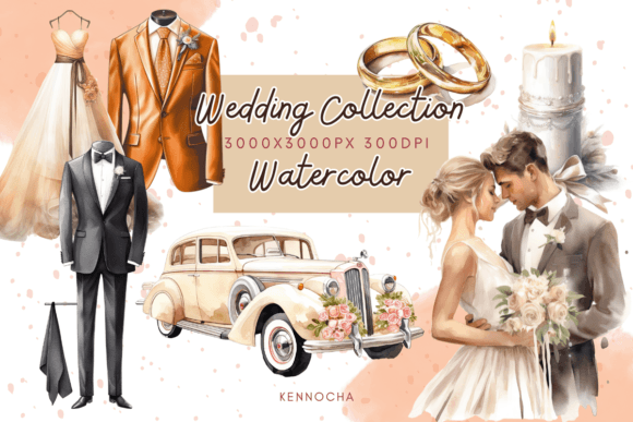 Wedding Collection Watercolor: Romantic Digital Art for Every Project