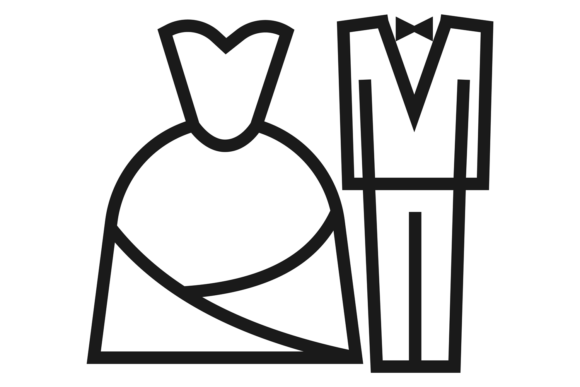 Wedding Symbols: Bride and Groom Clothes in Modern Design